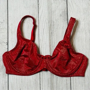 Victoria’s Secret Vintage Red‎ Gold Metallic Underwire Bra Size 34C